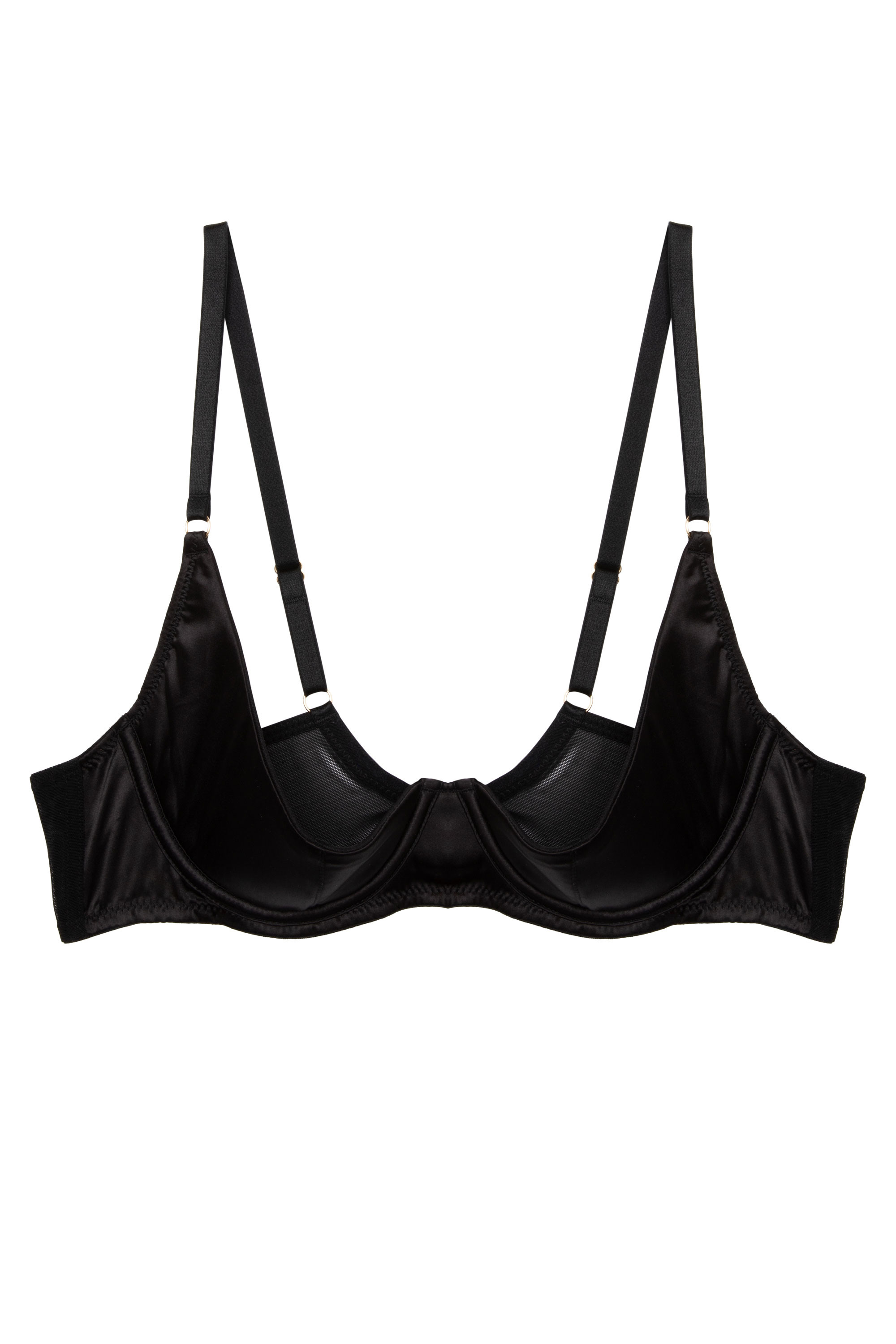 Etta Black Satin Quarter Cup Bra