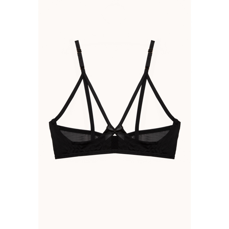 Doris Black Cupless Stitch Detail Bra